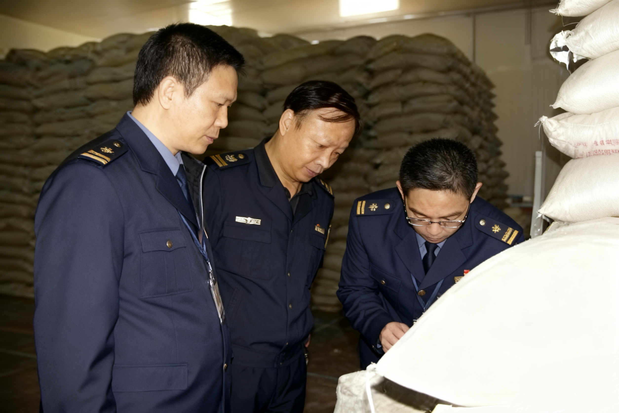 工作人員現(xiàn)場查驗米倉